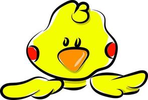 Yellow small duck, illustration, vector on white background.