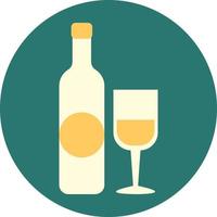 Wine bottle and wine glass, illustration, vector on a white background.