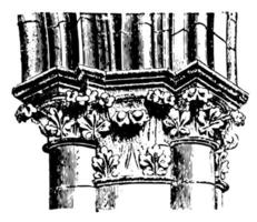 Pier Cap and arch moldings, from Chartres Cathedral,  vintage engraving. vector