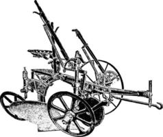 Frameless Riding Plow, vintage illustration. vector
