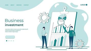 Business investment.The concept of office business.Technological analysis.People are engaged in Analytics in business promotion.Abstract wind illustration in the style of hand drawing. vector