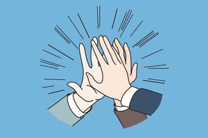 Teamwork, agreement, Success concept. Hands of people business partners workers colleagues shaking holding together meaning collaboration and agreement in office vector illustration