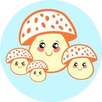 A cute little mushrooms, vector or color illustration.