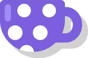 Purple cup with white polka dots, illustration, vector on a white background