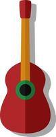 Red guitar, illustration, vector on white background.