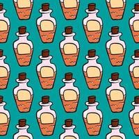 Elixir bottle pattern, seamless pattern on blue background. vector