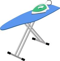 Ironing board and iron, illustration, vector on white background