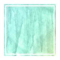 Turquoise hand drawn watercolor rectangular frame background texture with stains photo