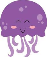 Cute purple jelly fish, illustration, vector on white background.