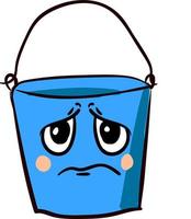 Sad blue bucket, illustration, vector on white background.