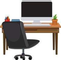 Computer and stationary on the desk vector