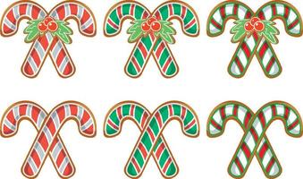 Christmas cane gingerbread cookies collection vector