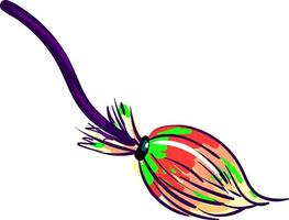 Colorful broom, illustration, vector on white background.