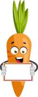 Carrot with blank note, illustration, vector on white background.