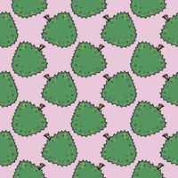 Green delicious durian, seamless pattern on pink background. vector