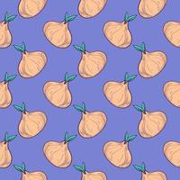 Golden onion , seamless pattern on a purple background. vector