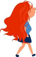 Girl with long red hair, illustration, vector on white background