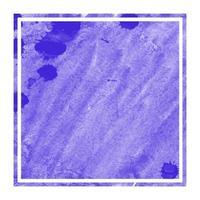 Violet hand drawn watercolor rectangular frame background texture with stains photo