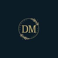 Initial DM beauty monogram and elegant logo design, handwriting logo of initial signature, wedding, fashion, floral and botanical with creative template. vector