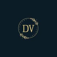 Initial DV beauty monogram and elegant logo design, handwriting logo of initial signature, wedding, fashion, floral and botanical with creative template. vector