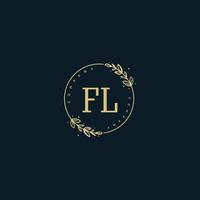 Initial FL beauty monogram and elegant logo design, handwriting logo of initial signature, wedding, fashion, floral and botanical with creative template. vector