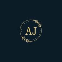 Initial AJ beauty monogram and elegant logo design, handwriting logo of initial signature, wedding, fashion, floral and botanical with creative template. vector