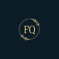 Initial FQ beauty monogram and elegant logo design, handwriting logo of initial signature, wedding, fashion, floral and botanical with creative template. vector