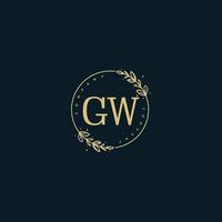 Initial GW beauty monogram and elegant logo design, handwriting logo of initial signature, wedding, fashion, floral and botanical with creative template. vector