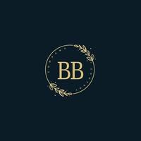 monograma de belleza bb inicial y diseño de logotipo elegante, logotipo de escritura a mano de firma inicial, boda, moda, floral y botánica con plantilla creativa. vector