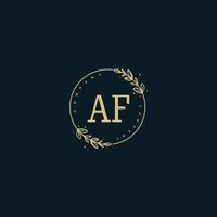 Initial AF beauty monogram and elegant logo design, handwriting logo of initial signature, wedding, fashion, floral and botanical with creative template. vector