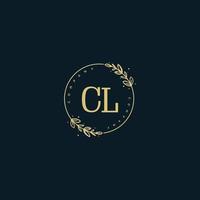 Initial CL beauty monogram and elegant logo design, handwriting logo of initial signature, wedding, fashion, floral and botanical with creative template. vector