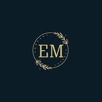 Initial EM beauty monogram and elegant logo design, handwriting logo of initial signature, wedding, fashion, floral and botanical with creative template. vector