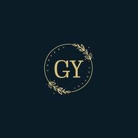 Initial GY beauty monogram and elegant logo design, handwriting logo of initial signature, wedding, fashion, floral and botanical with creative template. vector