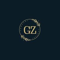 Initial GZ beauty monogram and elegant logo design, handwriting logo of initial signature, wedding, fashion, floral and botanical with creative template. vector