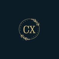 Initial CX beauty monogram and elegant logo design, handwriting logo of initial signature, wedding, fashion, floral and botanical with creative template. vector