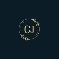 Initial CJ beauty monogram and elegant logo design, handwriting logo of initial signature, wedding, fashion, floral and botanical with creative template. vector