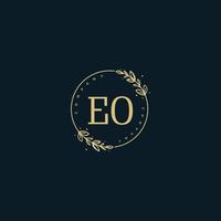 Initial EO beauty monogram and elegant logo design, handwriting logo of initial signature, wedding, fashion, floral and botanical with creative template. vector