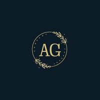 Initial AG beauty monogram and elegant logo design, handwriting logo of initial signature, wedding, fashion, floral and botanical with creative template. vector