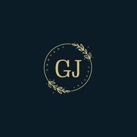 Initial GJ beauty monogram and elegant logo design, handwriting logo of initial signature, wedding, fashion, floral and botanical with creative template. vector