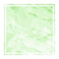 Green hand drawn watercolor rectangular frame background texture with stains photo