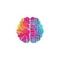 Brain connection logo design. digital brain logo template. vector