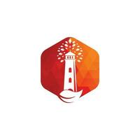 Green lighthouse logo template design. Leaf and Lighthouse Logo Template vector