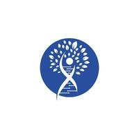 Dna tree vector logo design. DNA genetic icon. DNA with green leaves vector logo design.