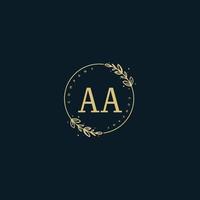 Initial AA beauty monogram and elegant logo design, handwriting logo of initial signature, wedding, fashion, floral and botanical with creative template. vector