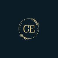 Initial CE beauty monogram and elegant logo design, handwriting logo of initial signature, wedding, fashion, floral and botanical with creative template. vector