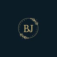 Initial BJ beauty monogram and elegant logo design, handwriting logo of initial signature, wedding, fashion, floral and botanical with creative template. vector