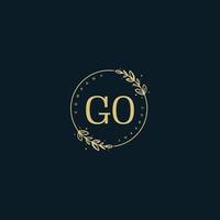 Initial GO beauty monogram and elegant logo design, handwriting logo of initial signature, wedding, fashion, floral and botanical with creative template. vector