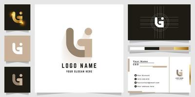 Letter Gi or Li monogram logo with business card design vector