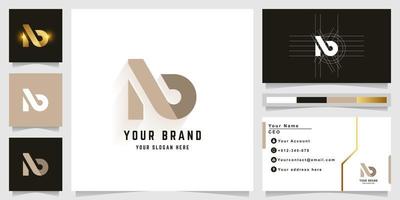 Letter Ab or Nb monogram logo with business card design vector