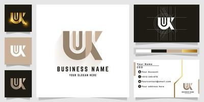 Letter UK or UR monogram logo with business card design vector